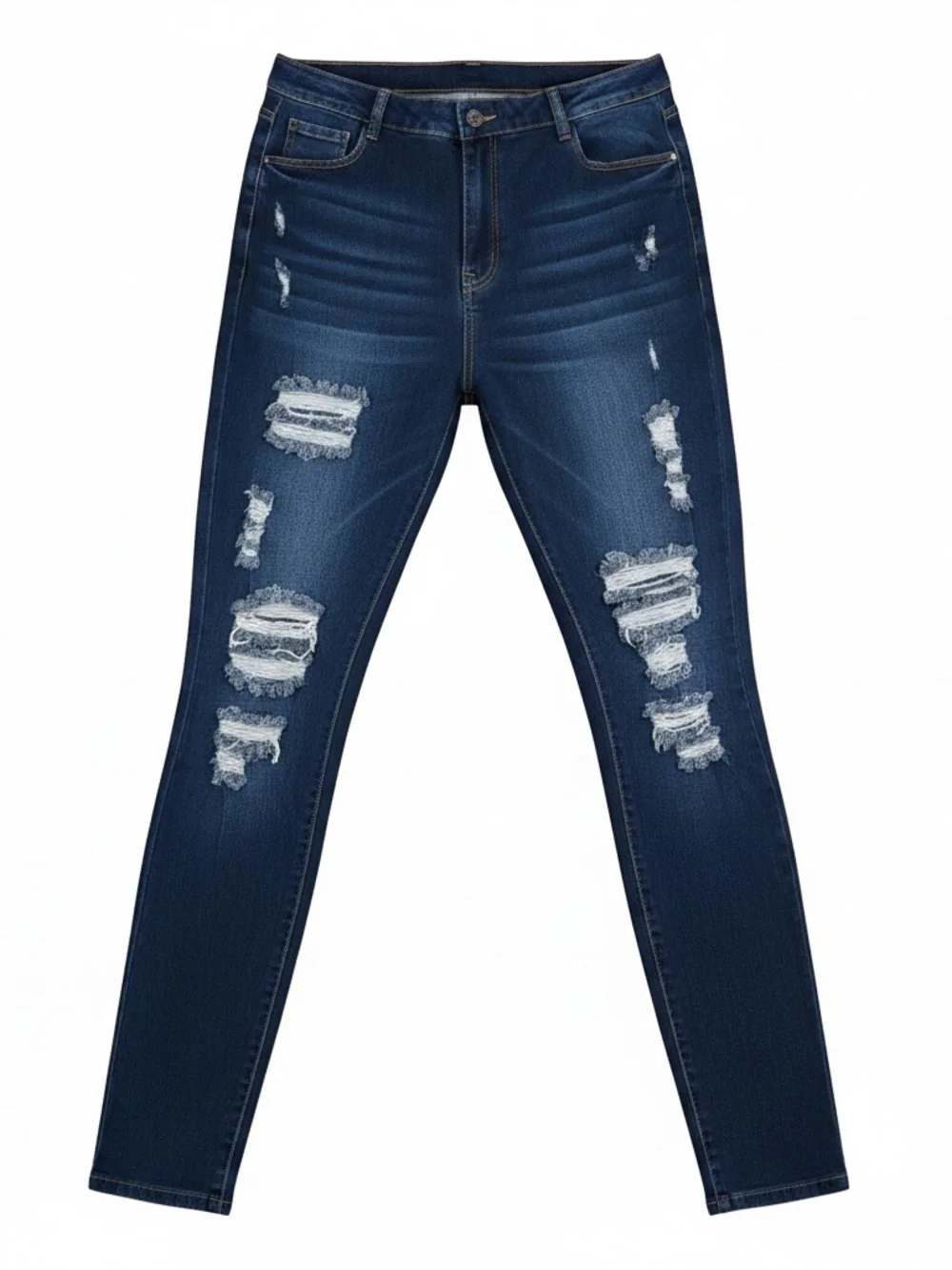 Fashion Nova Womens Distressed Skinny Plus Jeans Size 20 Dark Wash Denim Stretch